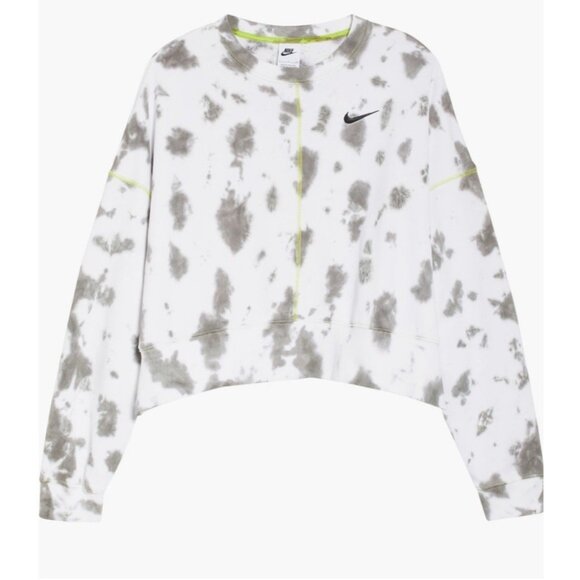 nike womens white gray tie dye Long Sleeve Oversized sweatshirt Medium - Picture 5 of 10